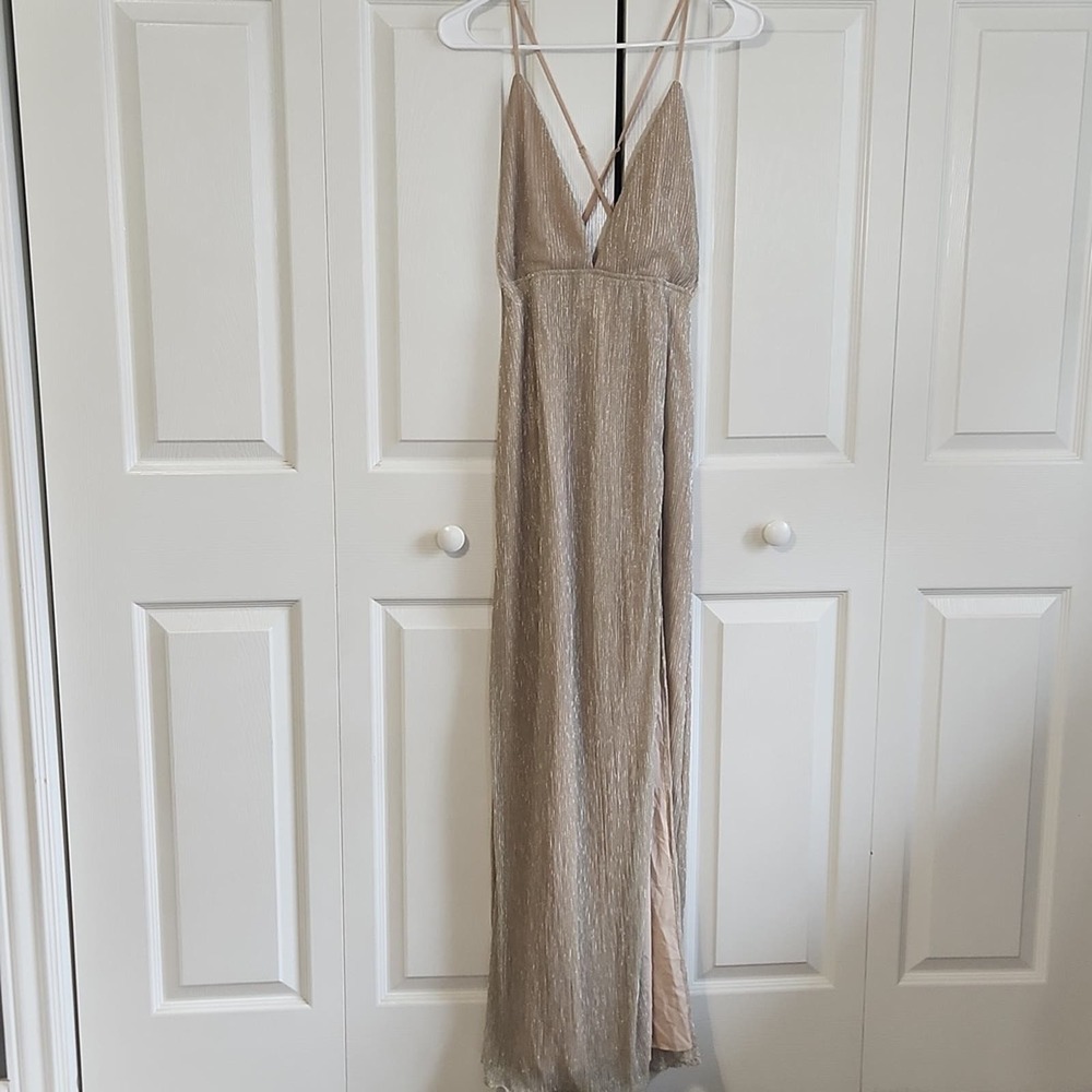 superdown Shimmery Champagne Maxi Dress